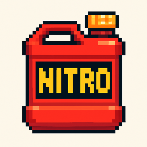 pixel art nitro.
In-Game asset.  2d.  High contrast.  No shadows