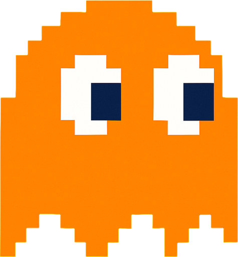 Pacman orange ghost.
In-Game asset.  2d.  High contrast.  No shadows