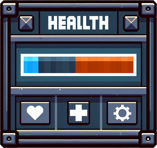 healthbar
Single Game Texture. In-Game asset. 2d. Blank background. High contrast. No shadows.