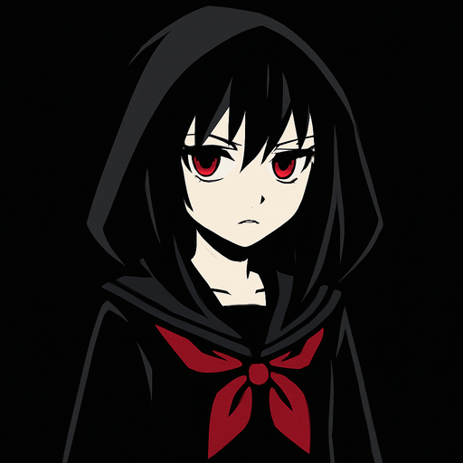 anime girl. in dark tones. contrast 
In-Game asset.  2d.  High contrast.  No shadows
