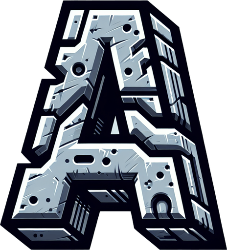 Letter A.
Single Game Texture.  In-Game asset.  2d.  Blank background.  High contrast.  No shadows