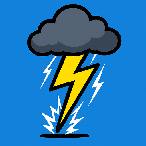 A 2D Survivor.io style lightning strike from a cloud in the sky to the ground, made by HABBY PTE. LTD..
In-Game asset.  2d.  High contrast.  No shadows