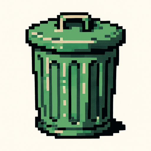 çöp kutusu.
In-Game asset.  2d.  High contrast.  No shadows. pixel art