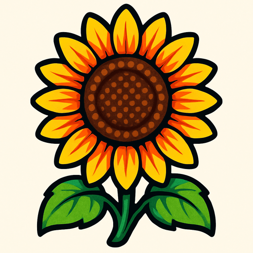 Sunflower. Front. Make it vibrant..
In-Game asset.  2d.  High contrast.  No shadows