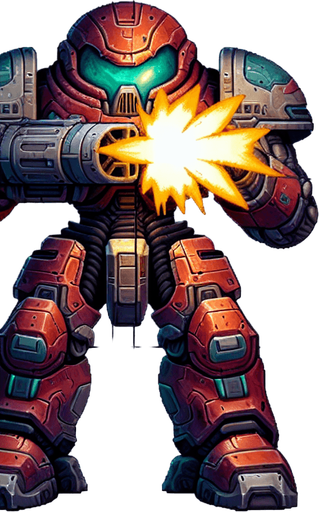 A space shooter enemy that shoots bullets.
Single Game Texture. In-Game asset. 2d. Blank background. High contrast. No shadows.