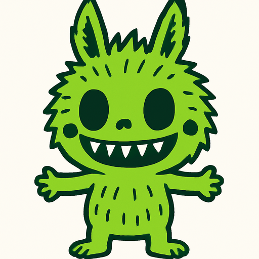 Labubu green.
In-Game asset.  2d.  High contrast.  No shadows
