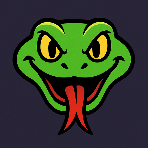 cartoon snake head.
In-Game asset.  2d.  High contrast.  No shadows