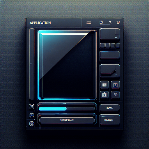 Empty futuristic black application window box..
Single Game Texture. In-Game asset. 2d. Blank background. High contrast. No shadows.