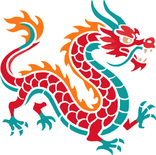 long dragon.
In-Game asset.  2d.  High contrast.  No shadows
