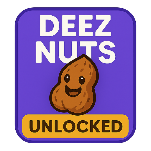 Deez nuts unlocked button.
In-Game asset.  2d.  High contrast.  No shadows