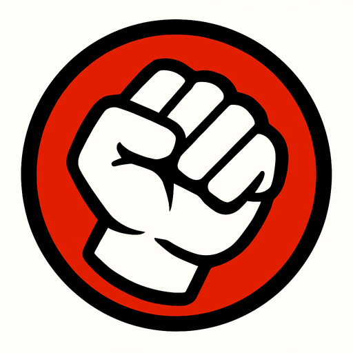 A ball with a punch simble.
In-Game asset.  High contrast.  No shadows