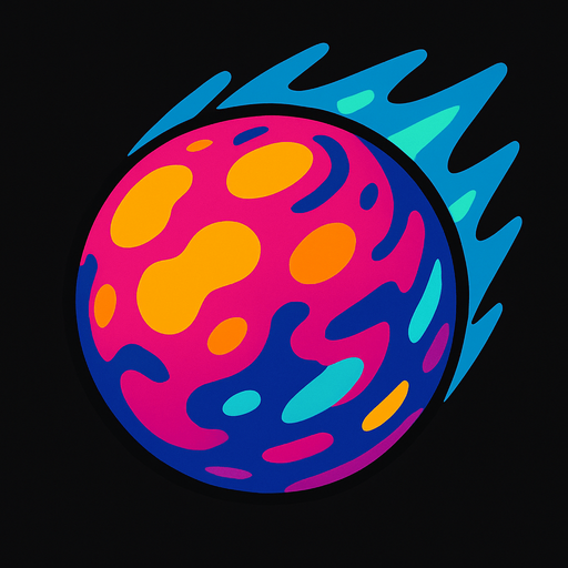 colorful meteor ball no flame effect.
In-Game asset.  2d.  High contrast.  No shadows