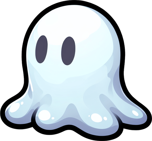 Un slime fantasmal RPG con estilo suave y simple.
Single Game Texture.  In-Game asset.  2d.  Blank background.  High contrast.  No shadows