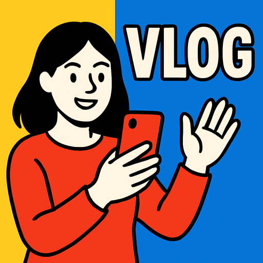 youtube thumbnail for vlog.
2d.  High contrast.  No shadows