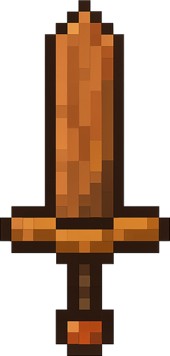espada de madera pixart.
In-Game asset.  2d.  High contrast.  No shadows