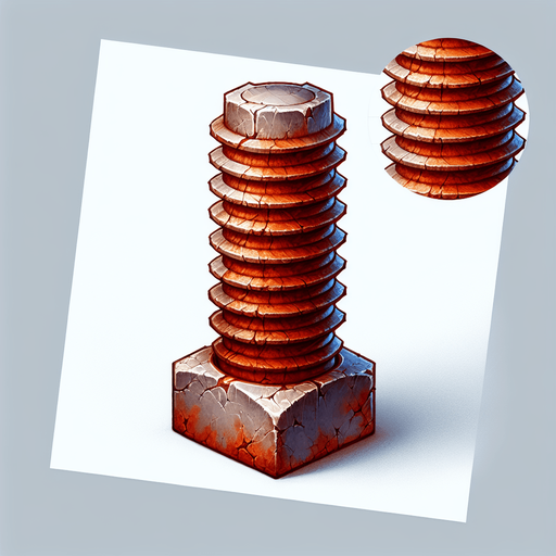 ржавый болт в стиле hand-paint.
Single Game Texture.  In-Game asset.  2d.  Blank background.  High contrast.  No shadows