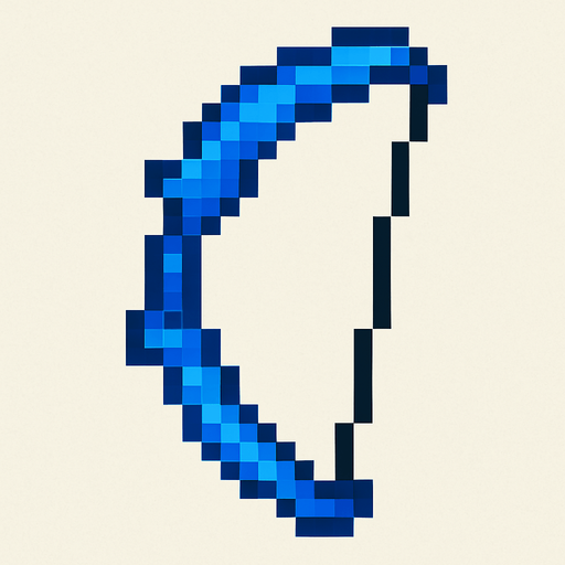 blue pixel bow for 2d game archer.
In-Game asset.  2d.  High contrast.  No shadows