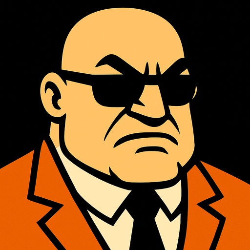Boss Man head.
In-Game asset.  2d.  High contrast.  No shadows