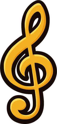 Clave de sol.
In-Game asset.  2d.  High contrast.  No shadows