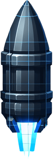 A laser bullet.
Single Game Texture. In-Game asset. 2d. Blank background. High contrast. No shadows.