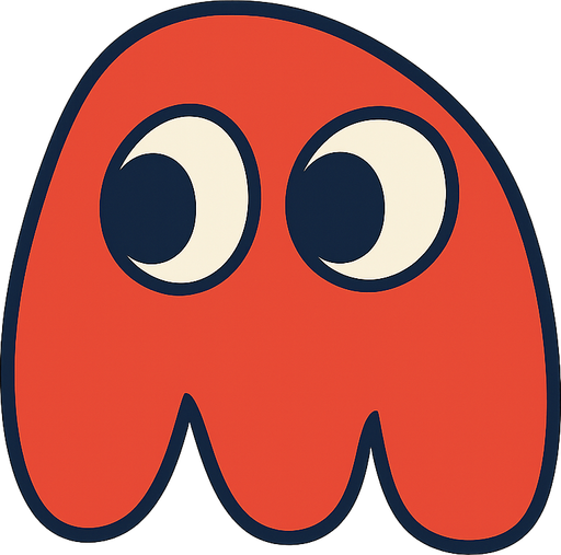 A pac man ghost. No background. Transparent background. Blank background. No shadows. 2d. In-Game asset. flat