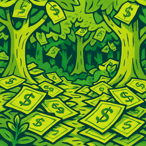 para ile kaplı orman.
In-Game asset.  2d.  High contrast.  No shadows