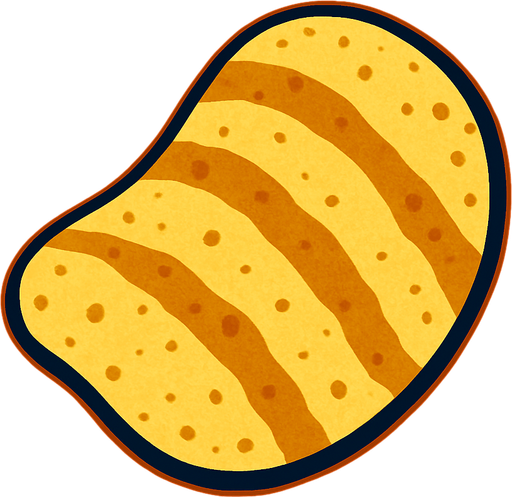 A potato chip.
In-Game asset.  2d.  High contrast.  No shadows