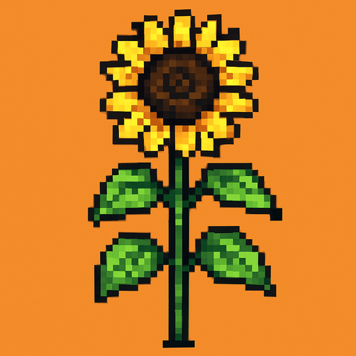 Tallo de girasol, pixelart.
In-Game asset.  2d.  High contrast.  No shadows