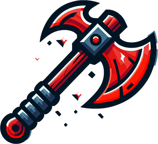 Red Blade Battle Axe.
Single Game Texture. In-Game asset. 2d. Blank background. High contrast. No shadows.