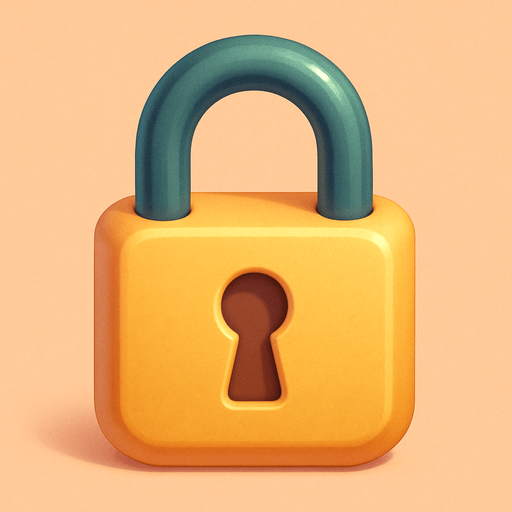A padlock. Cute soft graphics. soft ambient light. semi-matte to satin surfaces. naturalistic with slight saturation boost colors. Tone is premium, friendly, clean with lifestyle or service-oriented appeal.
In-Game asset.  2d.  High contrast.  No shadows