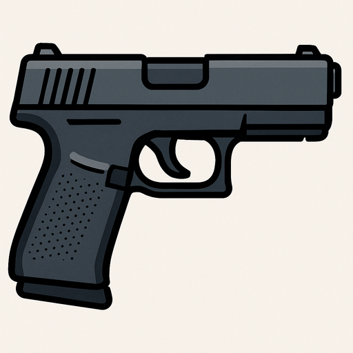 basic pistol.
In-Game asset.  2d.  High contrast.  No shadows