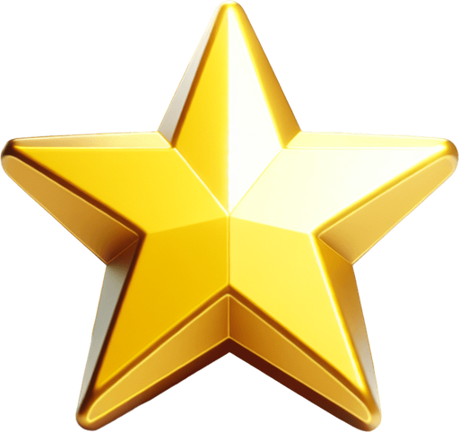 simple yellow rating star.
Modern video game style