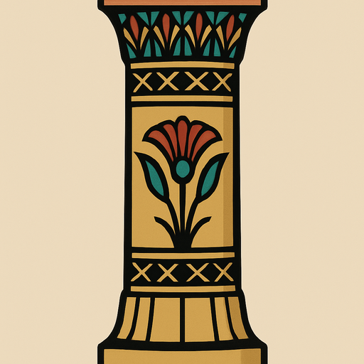 column pillar belonging to ancient Egypt. the top and bottom are the same. symmetrical.
In-Game asset.  2d.  High contrast.  No shadows