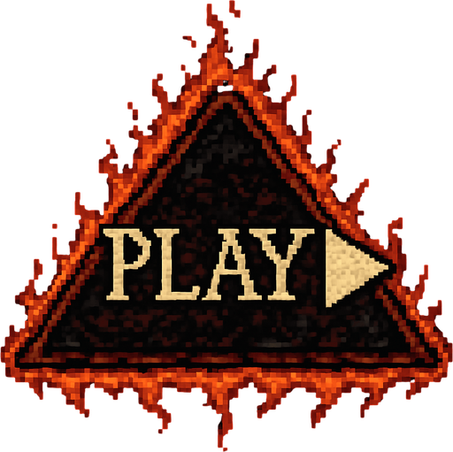 Play button Dark souls style 2d pixel art.
In-Game asset.  2d.  High contrast.  No shadows