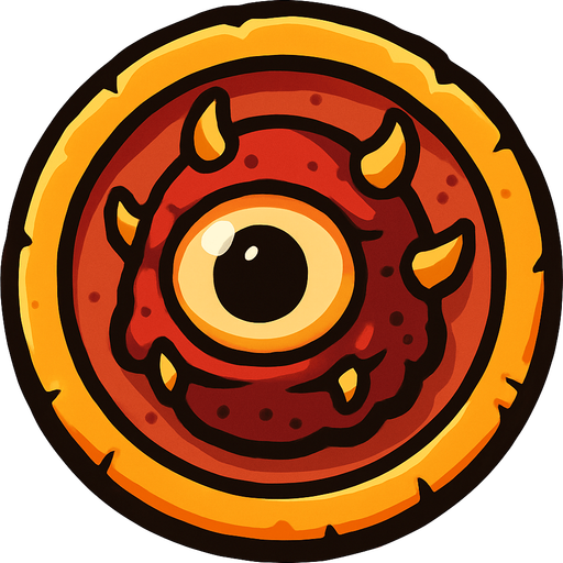 Moneda ojo monstruo.
In-Game asset.  2d.  High contrast.  No shadows