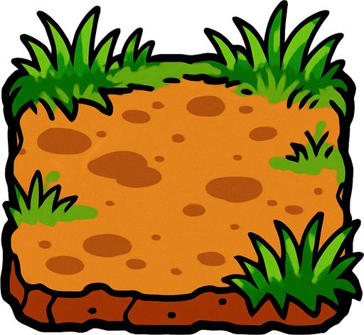 Suelo con tierra y cesped.
In-Game asset.  2d.  High contrast.  No shadows