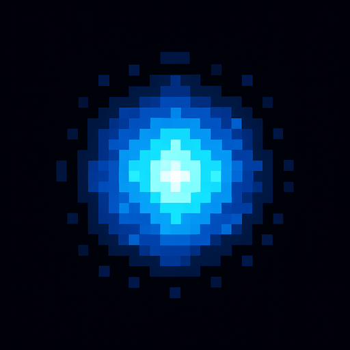 bola de luz azul de pixeles.
In-Game asset.  2d.  High contrast.  No shadows
