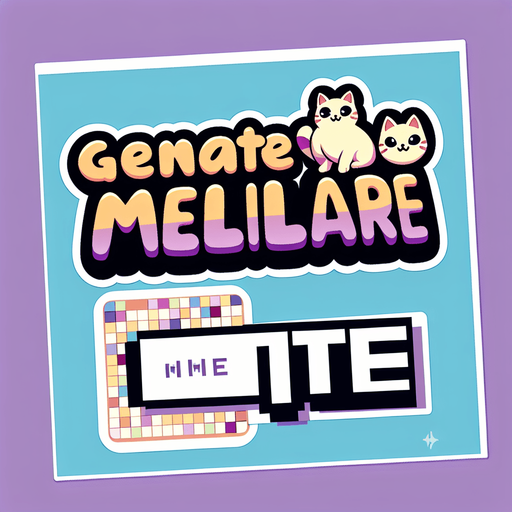 Text saying 'Memellionaire'. cute, cartoony font. looks like a sticker. feline themed.
Single Game Texture. In-Game asset. 2d. Blank background. High contrast. No shadows.