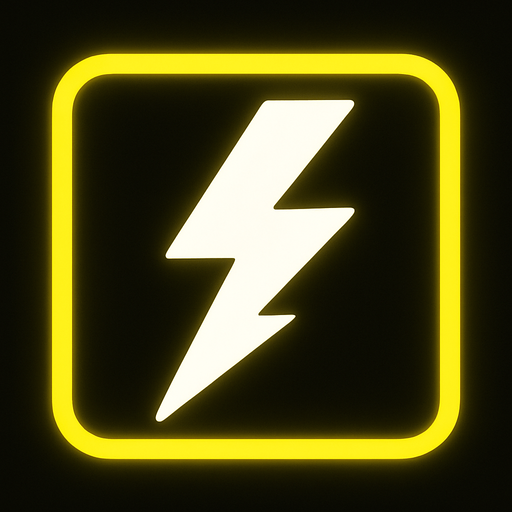 white lightning but in a yellow neon frame.
In-Game asset.  2d.  High contrast.  No shadows