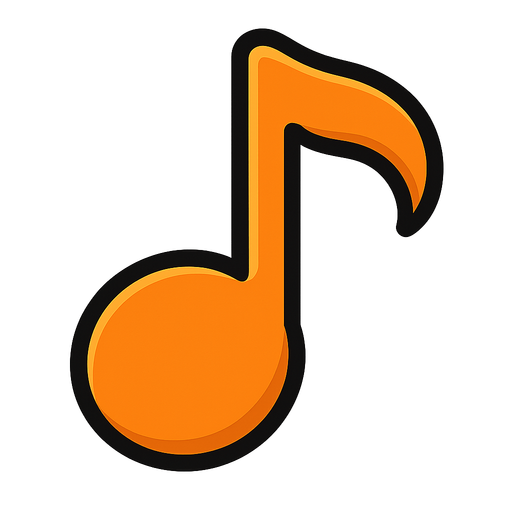 music nota orange.
In-Game asset.  2d.  High contrast.  No shadows