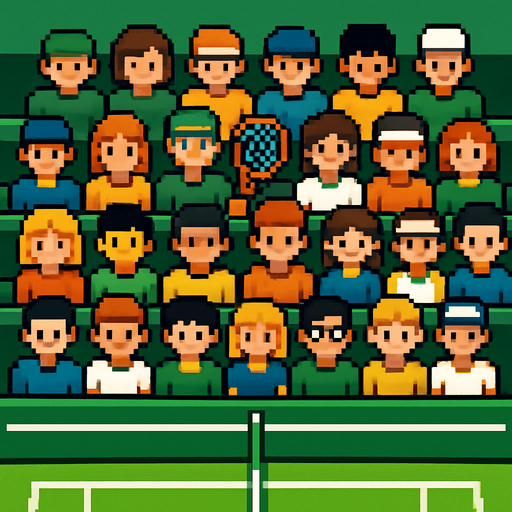 pixelart tennis audience, looking down.
In-Game asset.  2d.  High contrast.  No shadows