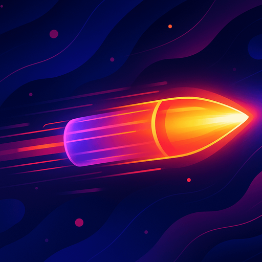 Fullscreen modern App Store art style with futuristic laser bullet, 16:9, high definition. No text captions!