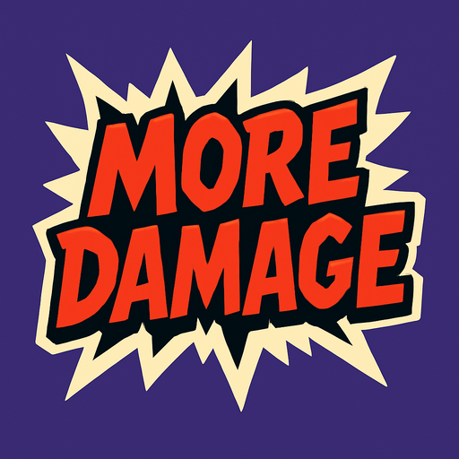 mas daño pero escrito en ingles.
In-Game asset.  2d.  High contrast.  No shadows