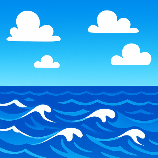 gökyüzü ve deniz.
In-Game asset.  2d.  High contrast.  No shadows