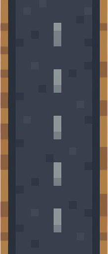 Road tile 2d pixilated topdown.
In-Game asset.  2d.  High contrast.  No shadows