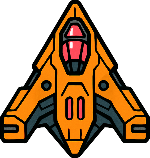 A triangular spaceship.
In-Game asset.  2d.  High contrast.  No shadows