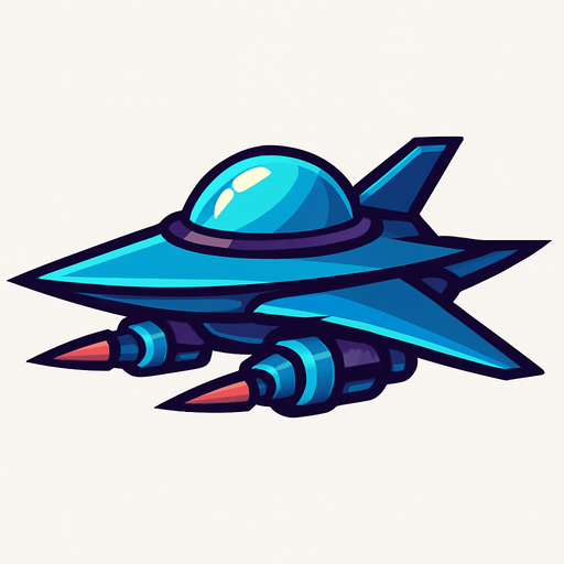 horizontal sharp ufo battle plane.
In-Game asset.  2d.  High contrast.  No shadows
