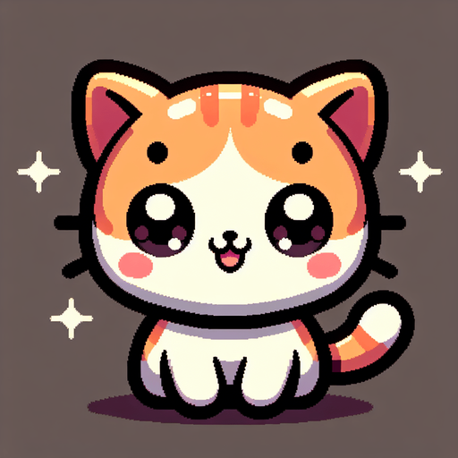 kawaii style kitten.
Single Game Texture. In-Game asset. 2d. Blank background. High contrast. No shadows.