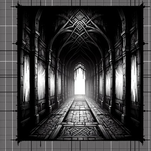 Make a dark scary hallway.
Single Game Texture.  In-Game asset.  2d.  Blank background.  High contrast.  No shadows