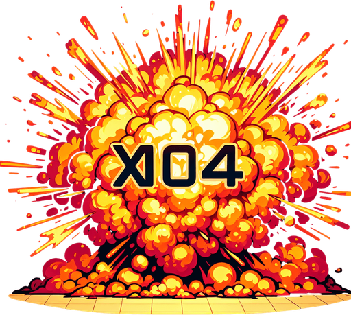爆炸，里面有“X1024”的字样,暖色调.
Single Game Texture. In-Game asset. 2d. Blank background. High contrast. No shadows.